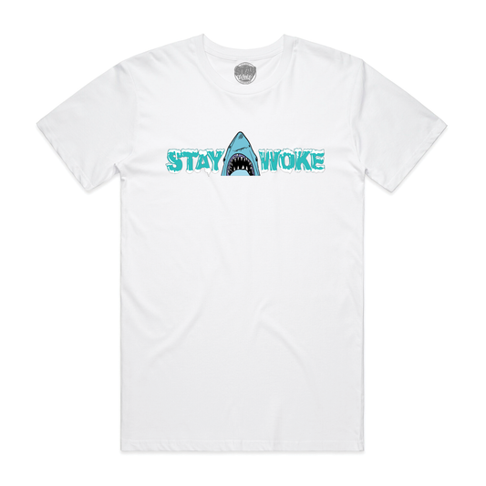 Stay Woke Shark Tee In White